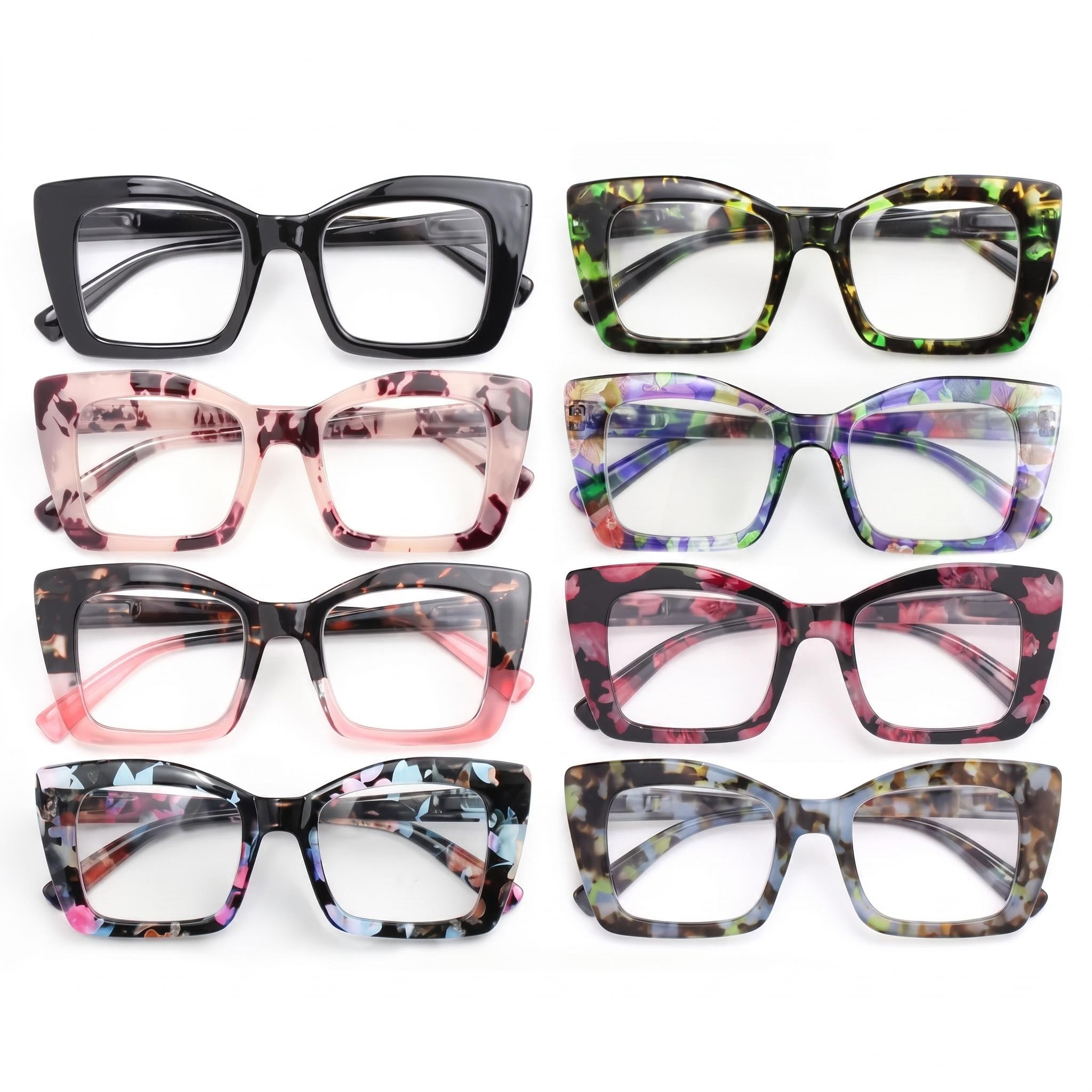8Pcs rectangular glasses